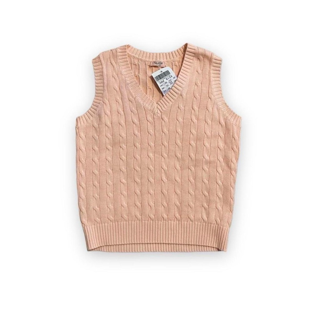 NWT Brandy Melville Pink Peach Cable Knit Sweater Vest